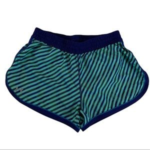 Under Armour Blue Green Striped Semi Fitted Sports Gear Pants Size SM/Pl